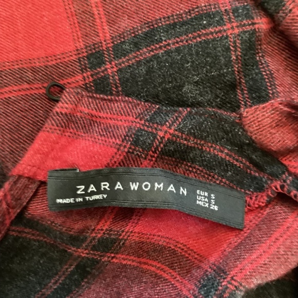 Zara Woman Black & Red Plaid Checkered Top size small Vintage‎ & Wool Look - Picture 6 of 7